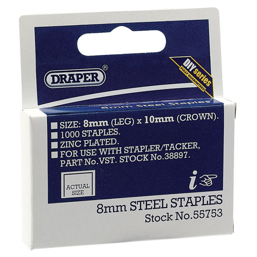 8mm x 10mm Steel Staples (1000) - Pack Qty 1