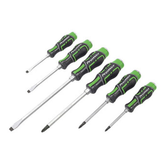6pc Hammer-Thru Screwdriver Set Hi-Vis Green