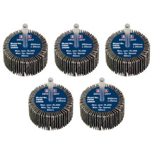 50 x 25mm Abrasive Flap Wheel on 6mm Shaft 80Grit - Pack of 5
