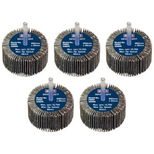 Aluminium Oxide flap wheel on 6mm shaft, 80 Grit, 60 x 30mm