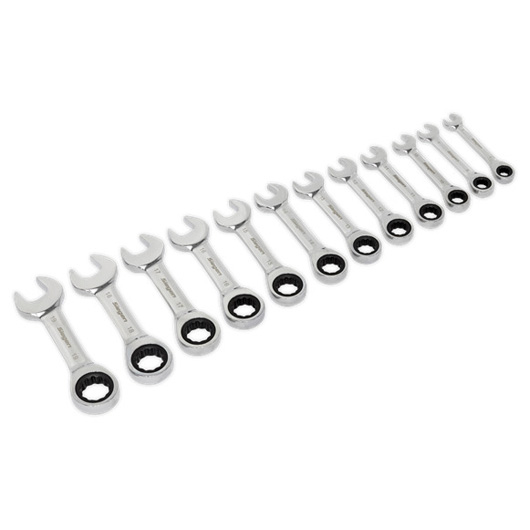 12pc Stubby Combination Ratchet Spanner Set
