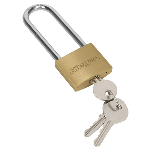 40mm Brass Padlock, Long Shackle