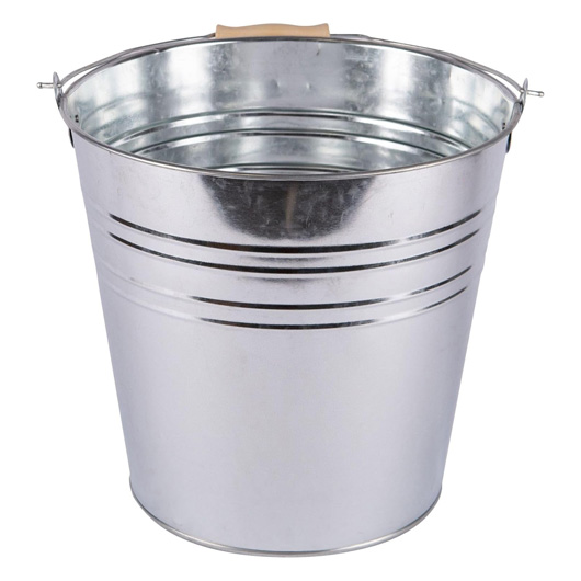 15L Galvanised Steel Bucket with Wooden Handle