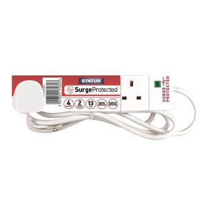 Surge Protected Extension Lead 240V 4-Gang 13A White 2m