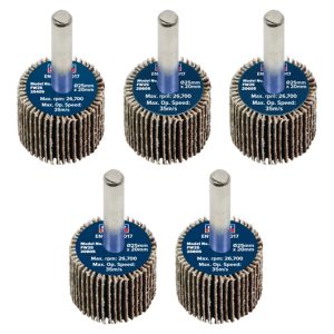 25 x 20mm Abrasive Flap Wheel with 6mm Shaft Assorted Grit - Pack of 5